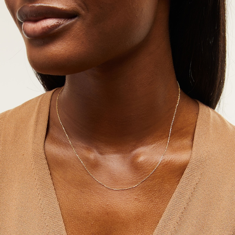 Main Image 2 of 1.1mm Diamond-Cut Cable Chain Necklace in Solid 14K Gold - 16”