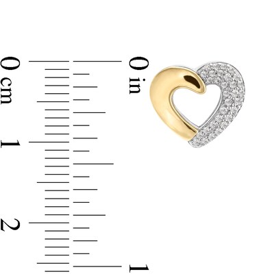 0.23 CT. T.W. Diamond Half-and-Half Heart Outline Stud Earrings in Sterling Silver and 10K Gold