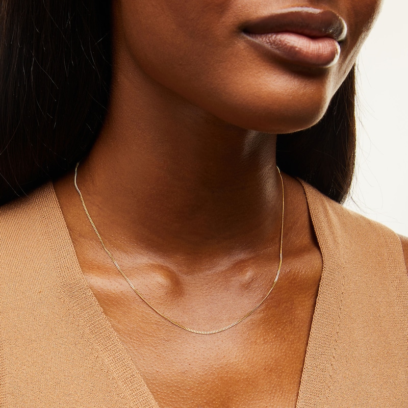 Main Image 2 of 1.2mm Curb Chain Necklace in Solid 18K Gold - 20”
