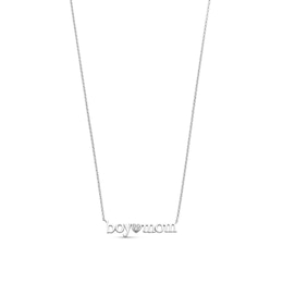 Diamond Accent "boy mom" with Heart Necklace in Sterling Silver