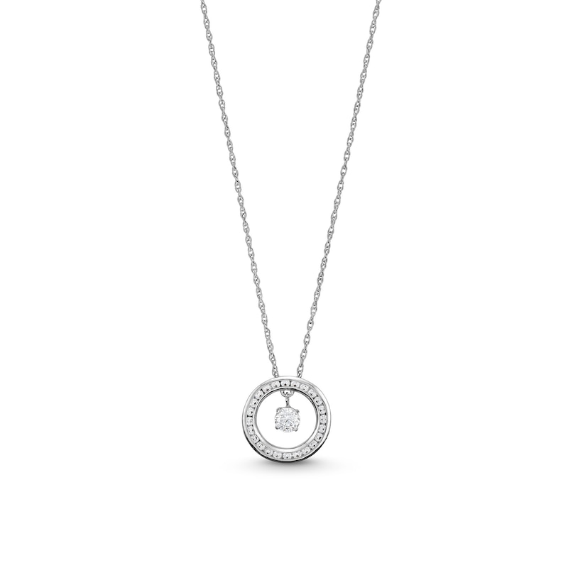 Main Image 1 of Unstoppable Love™ 0.33 CT. T.W. Diamond Dangle Open Circle Pendant in 10K White Gold