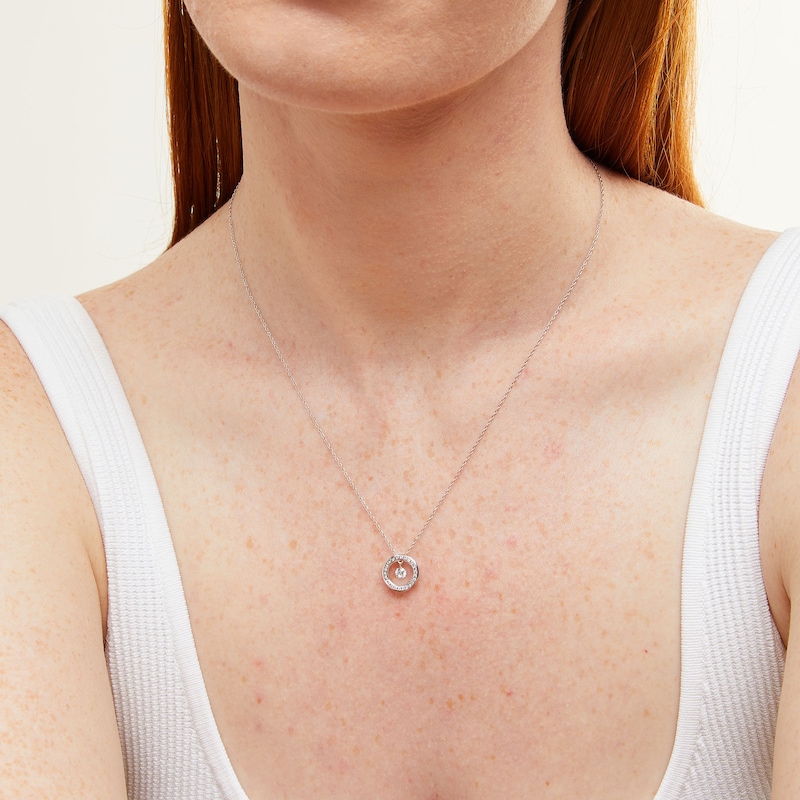 Main Image 2 of Unstoppable Love™ 0.33 CT. T.W. Diamond Dangle Open Circle Pendant in 10K White Gold