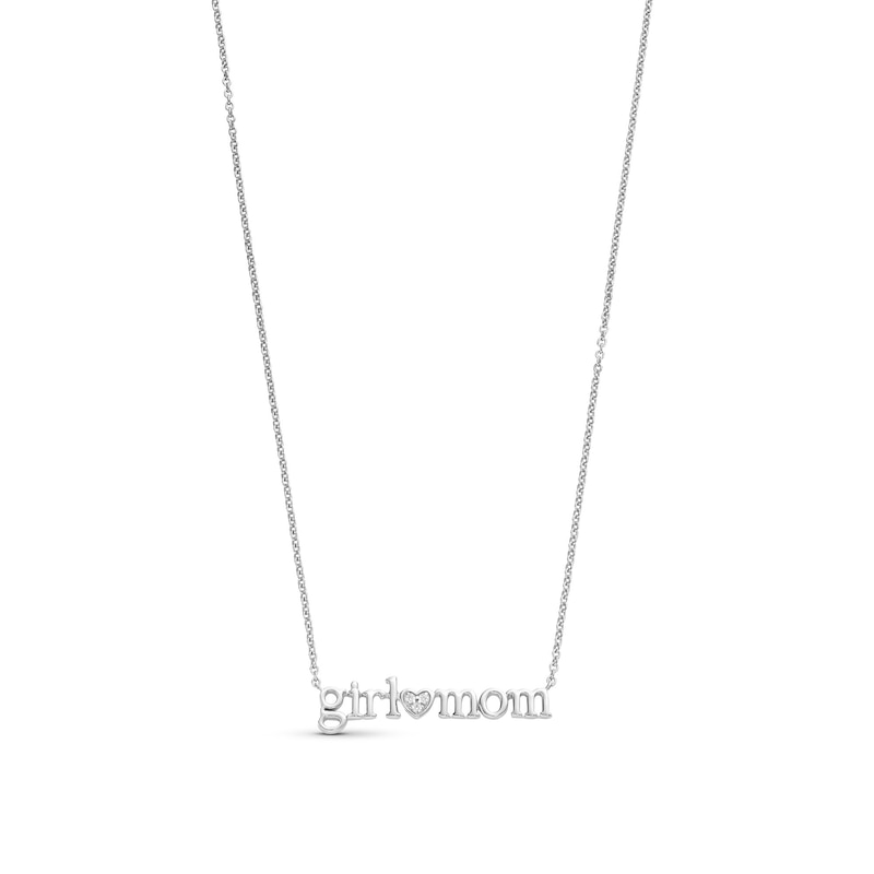 Diamond Accent "girl mom" with Heart Necklace in Sterling Silver|Peoples Jewellers