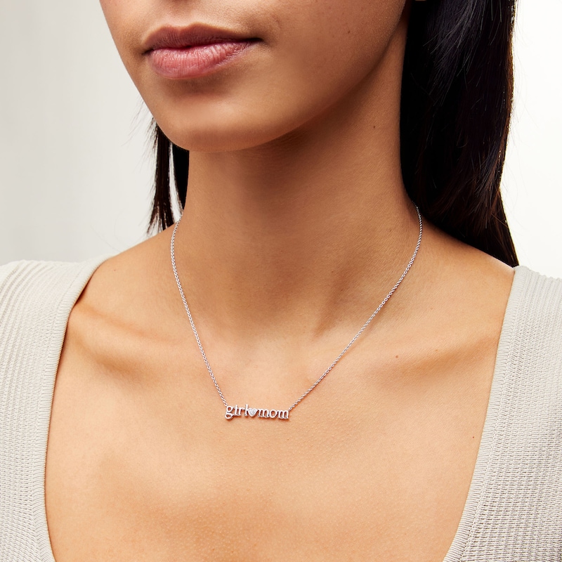 Main Image 2 of Diamond Accent "girl mom" with Heart Necklace in Sterling Silver