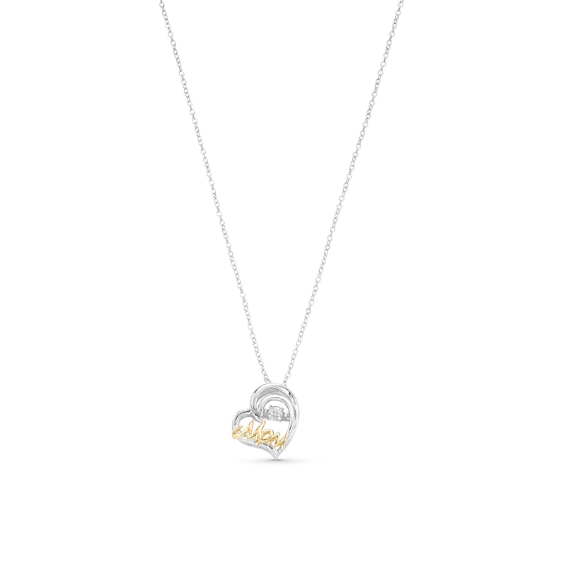 Unstoppable Love™ Diamond Accent Tilted Heart with "MOM" Pendant in Sterling Silver and 14K Gold Plate|Peoples Jewellers