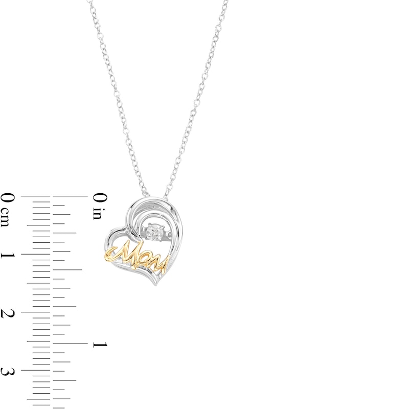 Unstoppable Love™ Diamond Accent Tilted Heart with "MOM" Pendant in Sterling Silver and 14K Gold Plate