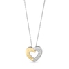 Thumbnail Image 1 of 0.18 CT. T.W. Diamond Half-and-Half Heart Outline Pendant in Sterling Silver and 10K Gold