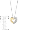 Thumbnail Image 4 of 0.18 CT. T.W. Diamond Half-and-Half Heart Outline Pendant in Sterling Silver and 10K Gold