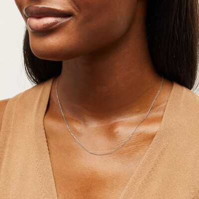1.3mm Rolo Chain Necklace in Solid 10K White Gold