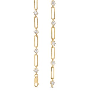 7.00 CT. T.W. Certified Lab-Created Diamond Station Alternating Link Necklace in 14K Gold (F/SI2)