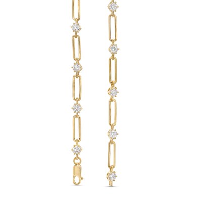 7.00 CT. T.W. Certified Lab-Created Diamond Station Alternating Link Necklace in 14K Gold (F/SI2)