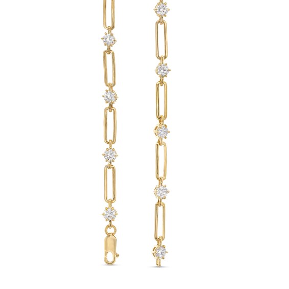 7.00 CT. T.W. Certified Lab-Created Diamond Station Alternating Link Necklace in 14K Gold (F/SI2)