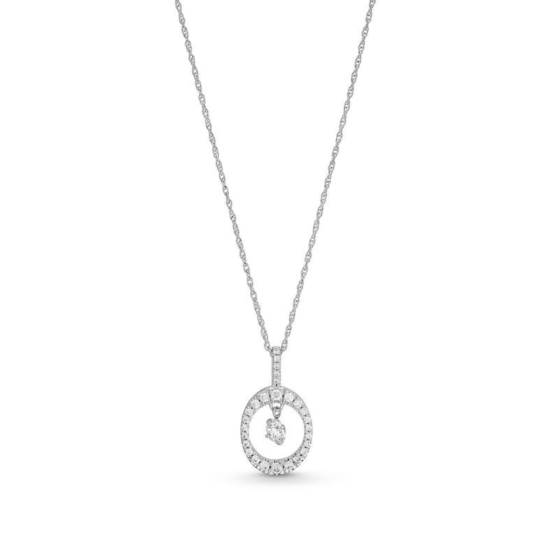 Main Image 1 of Unstoppable Love™ 0.33 CT. T.W. Diamond Dangle Open Oval Frame Pendant in 10K White Gold