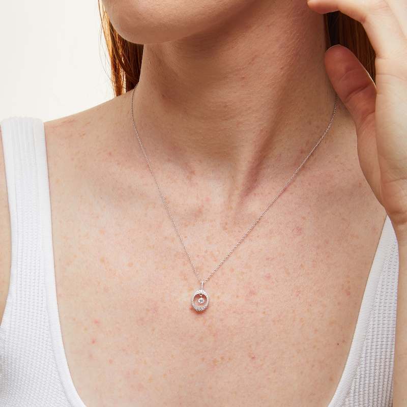 Main Image 2 of Unstoppable Love™ 0.33 CT. T.W. Diamond Dangle Open Oval Frame Pendant in 10K White Gold