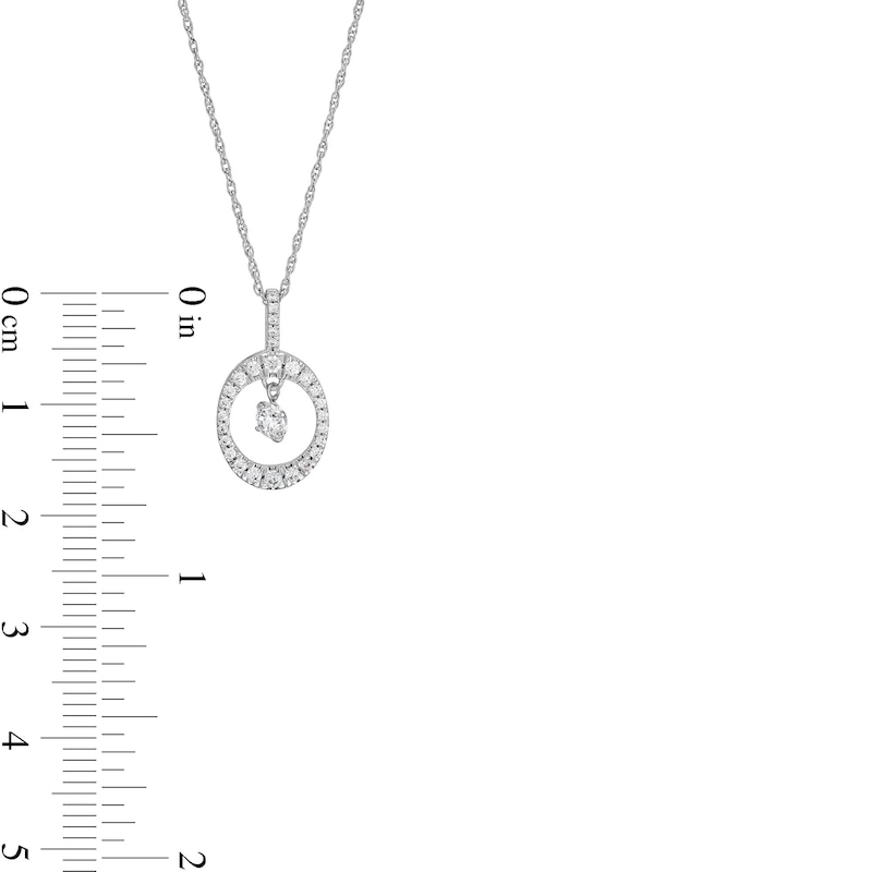Main Image 3 of Unstoppable Love™ 0.33 CT. T.W. Diamond Dangle Open Oval Frame Pendant in 10K White Gold