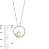 Diamond Accent Open Circle with Heart Pendant in Sterling Silver and 14K Gold Plate