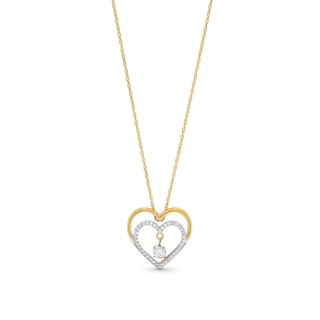 Unstoppable Love™ 0.25 CT. T.W. Diamond Dangle Double Heart Pendant in 10K Gold