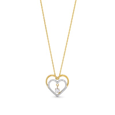Unstoppable Love™ 0.25 CT. T.W. Diamond Dangle Double Heart Pendant in 10K Gold