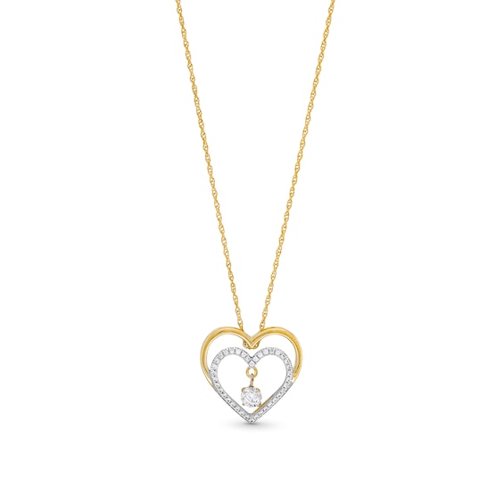 Unstoppable Love™ 0.25 CT. T.W. Diamond Dangle Double Heart Pendant in 10K Gold