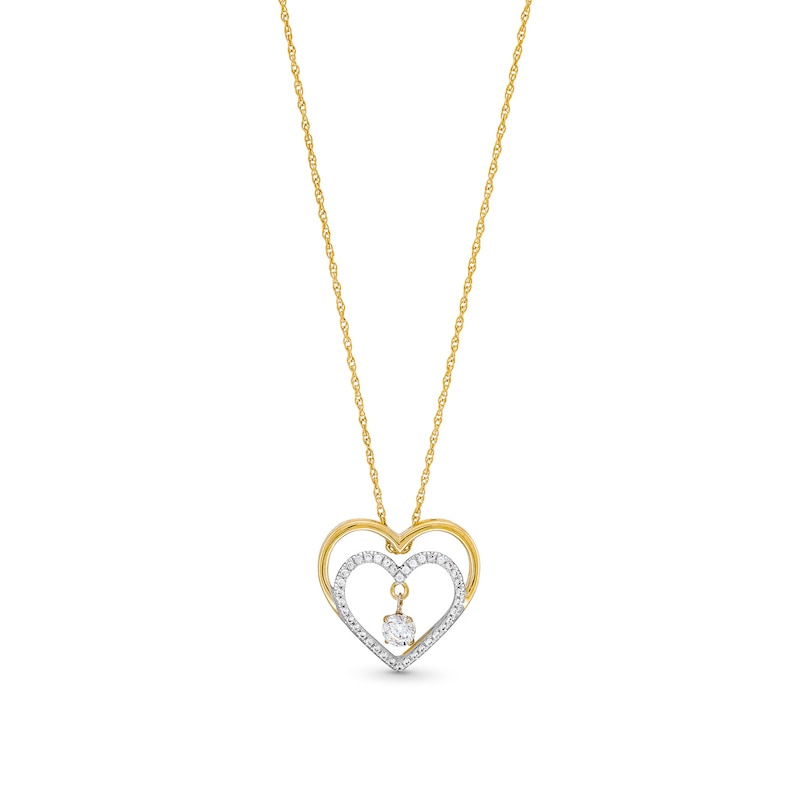 Unstoppable Love™ 0.25 CT. T.W. Diamond Dangle Double Heart Pendant in 10K Gold