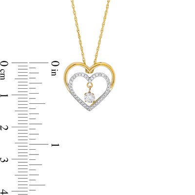 Unstoppable Love™ 0.25 CT. T.W. Diamond Dangle Double Heart Pendant in 10K Gold