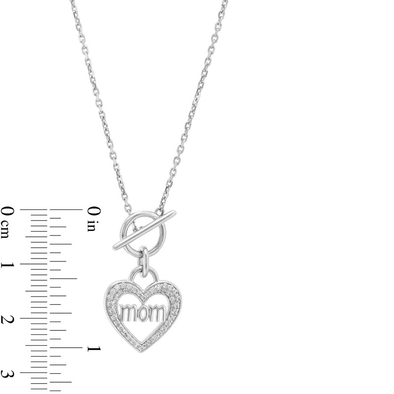 0.115 CT. T.W. Diamond "mom" Heart Necklace in Sterling Silver - 20"