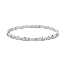 3.00 CT. T.W. Certified Lab-Grown Diamond Bangle in 14K White Gold (F/SI2) - 7.1"