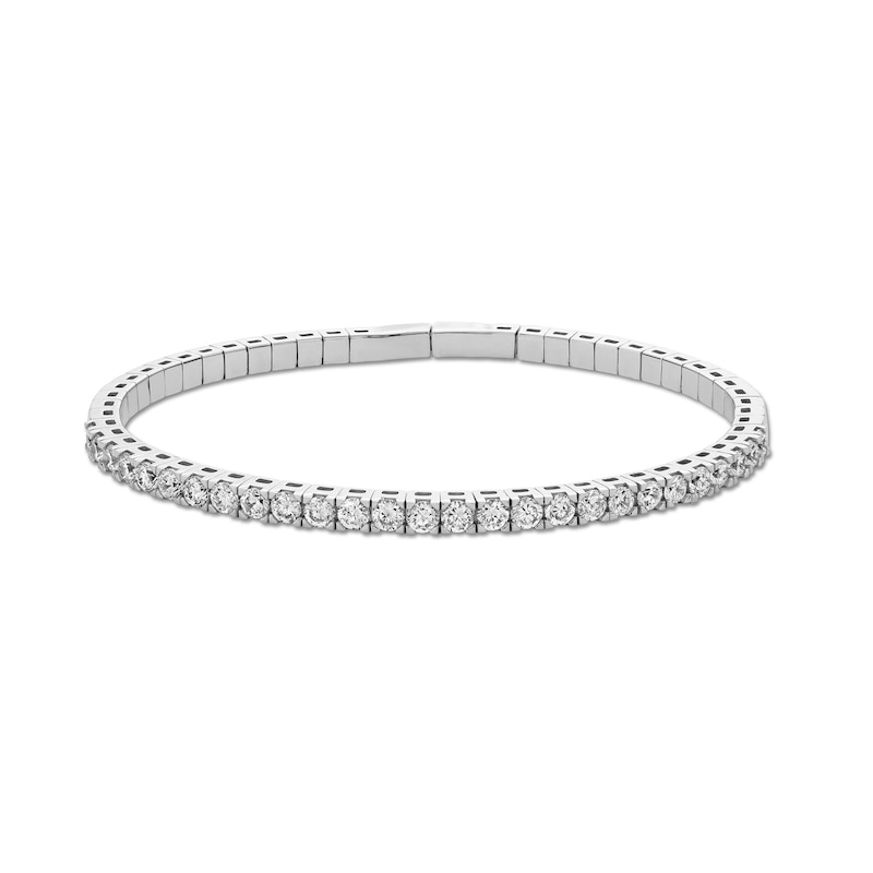 Main Image 1 of 3.00 CT. T.W. Certified Lab-Grown Diamond Bangle in 14K White Gold (F/SI2) - 7.1"