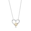 Thumbnail Image 1 of 0.085 CT. T.W. Diamond Intertwined Double Heart Pendant in Sterling Silver and 10K Gold