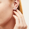 Thumbnail Image 2 of Circle of Gratitude® 0.20 CT. T.W. Baguette and Round Diamond Twist Stud Earrings in 10K White Gold