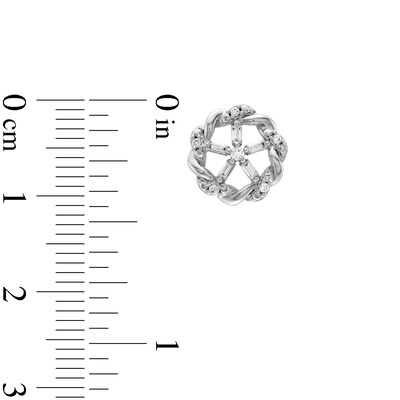 Circle of Gratitude® 0.20 CT. T.W. Baguette and Round Diamond Twist Stud Earrings in 10K White Gold