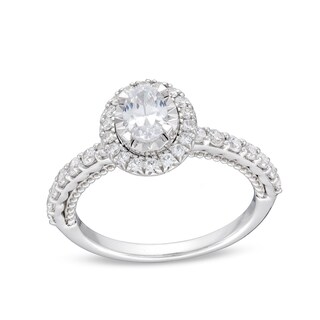 1.00 CT. T.W. Oval Diamond Frame Engagement Ring in 10K White Gold
