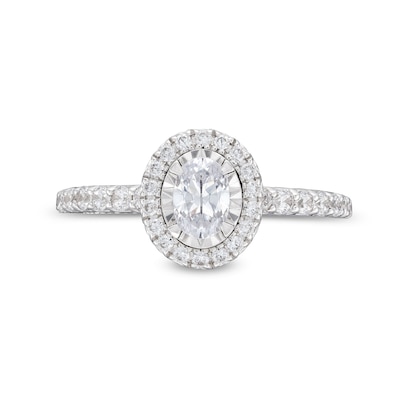 1.00 CT. T.W. Oval Diamond Frame Engagement Ring in 10K White Gold