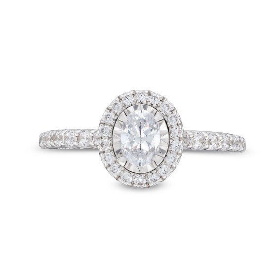 1.00 CT. T.W. Oval Diamond Frame Engagement Ring in 10K White Gold