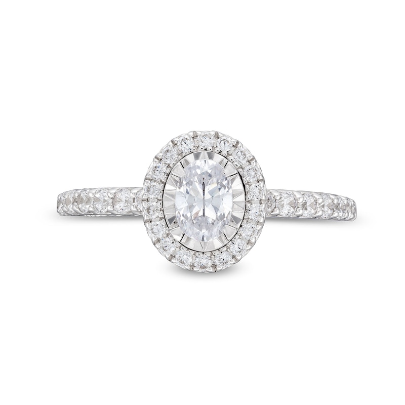 Main Image 4 of 1.00 CT. T.W. Oval Diamond Frame Engagement Ring in 10K White Gold