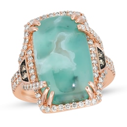 Le Vian® Cushion-Shaped Peacock Aquaprase™ and 0.60 CT. T.W. Diamond Frame Double Row Ring in 14K Strawberry Gold®