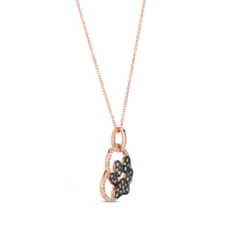 Main Image 2 of Le Vian® 0.30 CT. T.W. Chocolate Diamond® and Vanilla Diamond® Paw in Heart Pendant in 14K Strawberry Gold®
