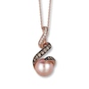 Thumbnail Image 1 of Le Vian® Strawberry Pearls™ and 0.25 CT. T.W. Diamond Swirl Drop Pendant in 14K Strawberry Gold®