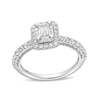 Thumbnail Image 1 of 1.00 CT. T.W. Emerald-Cut Diamond Frame Engagement Ring in 10K White Gold