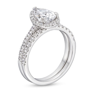1.70 CT. T.W. Pear-Shaped Certified Lab-Created Diamond Frame Bridal Set in 14K White Gold (F/SI2)