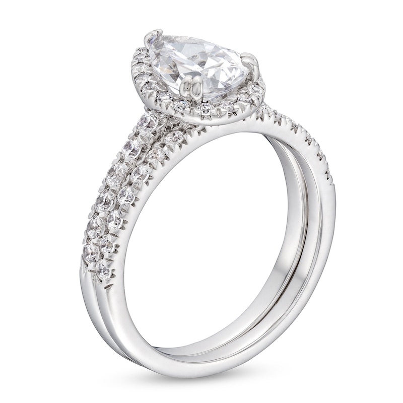 Main Image 3 of 1.70 CT. T.W. Pear-Shaped Certified Lab-Grown Diamond Frame Bridal Set in 14K White Gold (F/SI2)