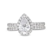 Thumbnail Image 4 of 1.70 CT. T.W. Pear-Shaped Certified Lab-Grown Diamond Frame Bridal Set in 14K White Gold (F/SI2)
