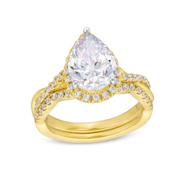 2.50 CT. T.W. Pear-Shaped Certified Lab-Grown Diamond Frame Twist Bridal Set in 14K Gold (F/SI2)