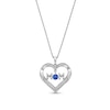 Thumbnail Image 1 of 4.0mm Blue and White Lab-Created Sapphire "MOM" Heart Pendant in Sterling Silver