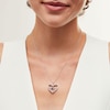 Thumbnail Image 2 of 4.0mm Blue and White Lab-Created Sapphire "MOM" Heart Pendant in Sterling Silver