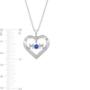 Thumbnail Image 3 of 4.0mm Blue and White Lab-Created Sapphire "MOM" Heart Pendant in Sterling Silver