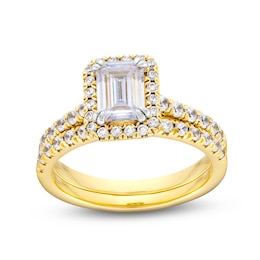 1.70 CT. T.W. Emerald-Cut Certified Lab-Grown Diamond Frame Bridal Set in 14K Gold (F/SI2)