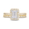 Thumbnail Image 4 of 1.70 CT. T.W. Emerald-Cut Certified Lab-Grown Diamond Frame Bridal Set in 14K Gold (F/SI2)