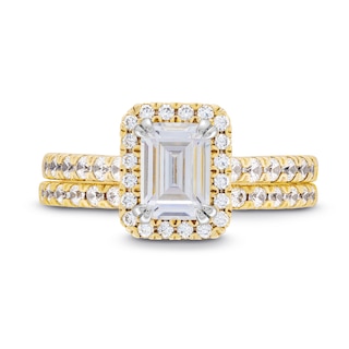 1.70 CT. T.W. Emerald-Cut Certified Lab-Created Diamond Frame Bridal Set in 14K Gold (F/SI2)