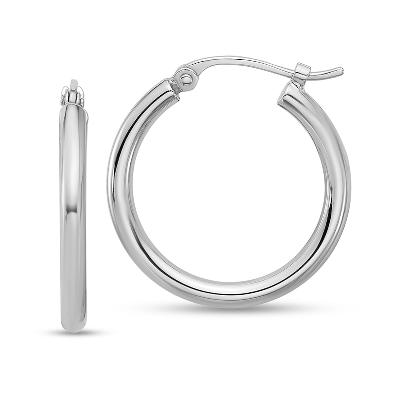 18.5mm Tube Hoop Earrings in Hollow Platinum